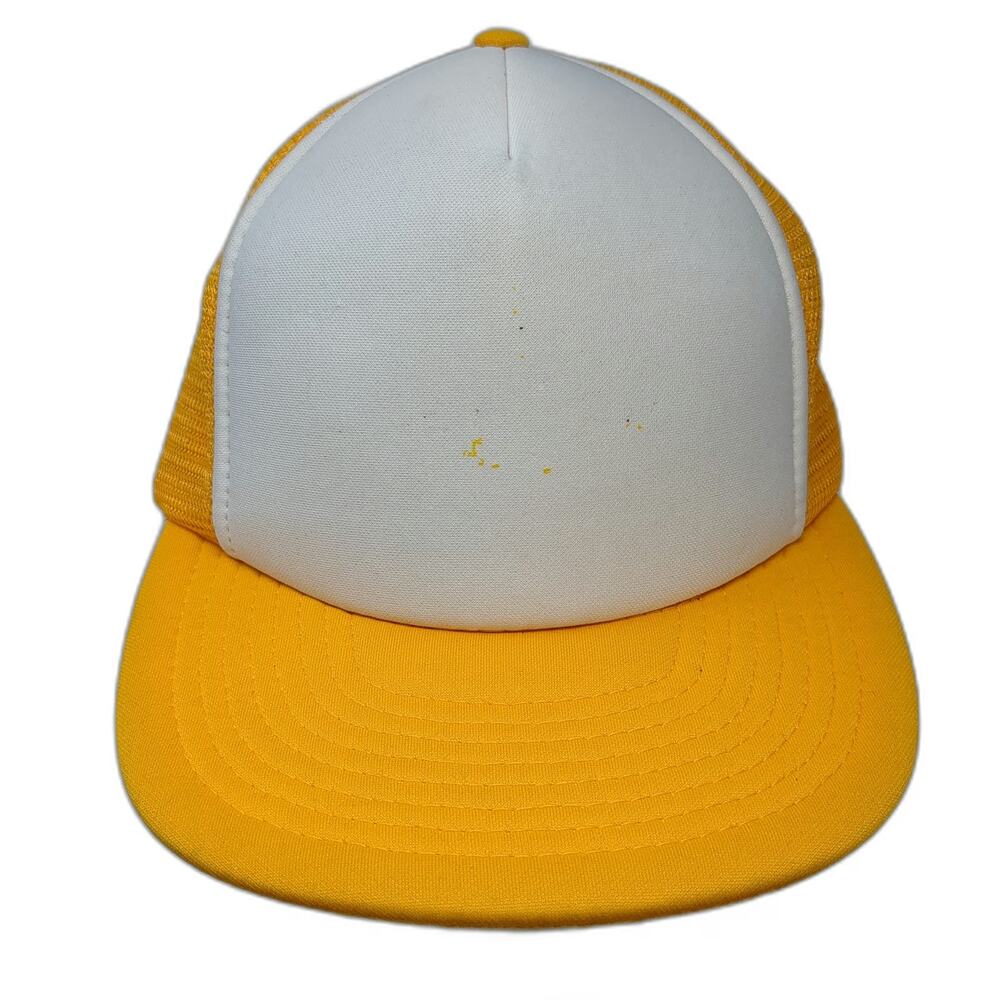 Speedway Trucker Hat Yellow White One Size Mesh Snapback Blank Foam Two Tone